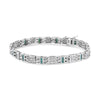 14K White Gold Princess-Cut white and Blue Diamond 3.00 cttw Fashion Link Bracelet (H-I Color, SI1-SI2 Clarity)