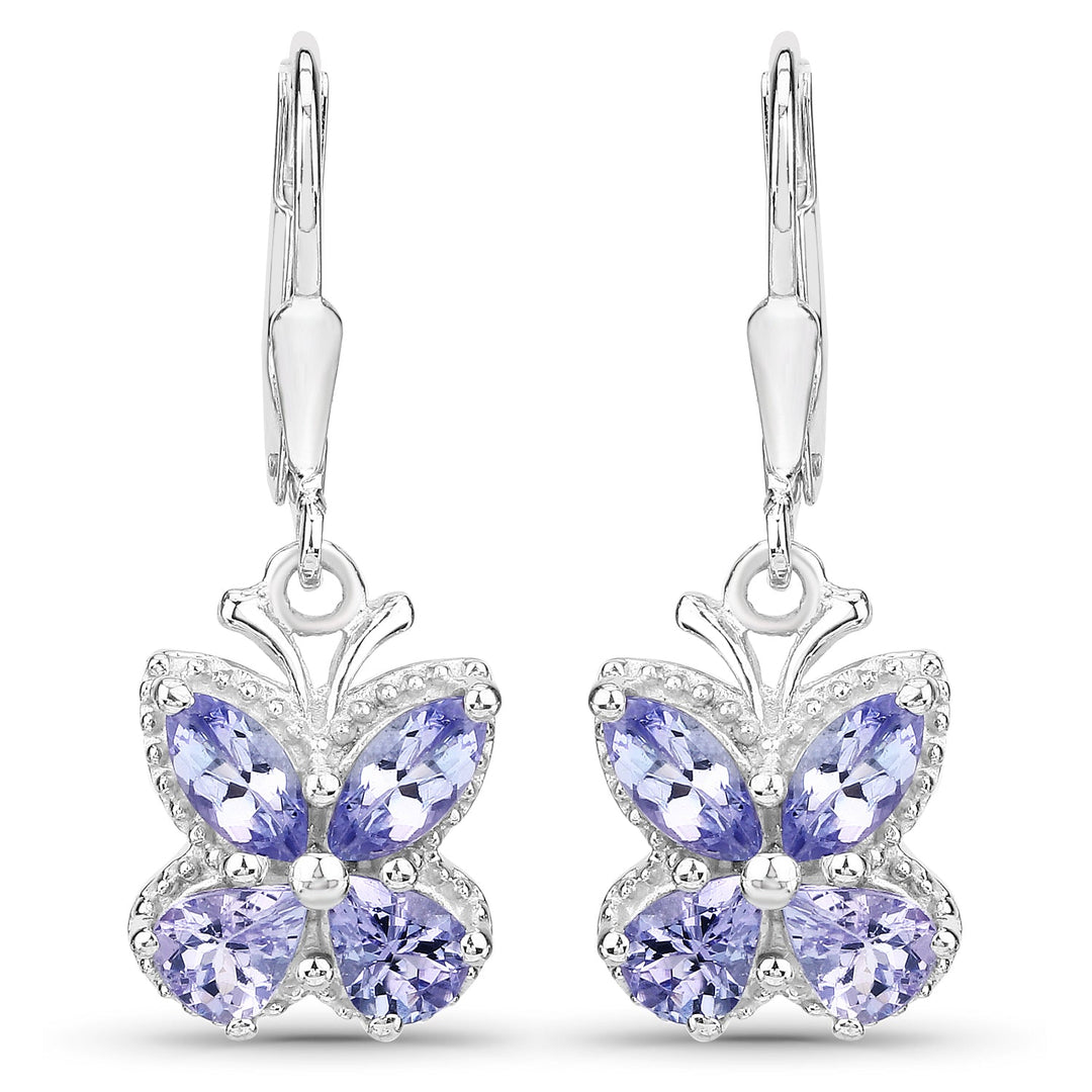 2.08 Carat Genuine Tanzanite .925 Sterling Silver Earrings