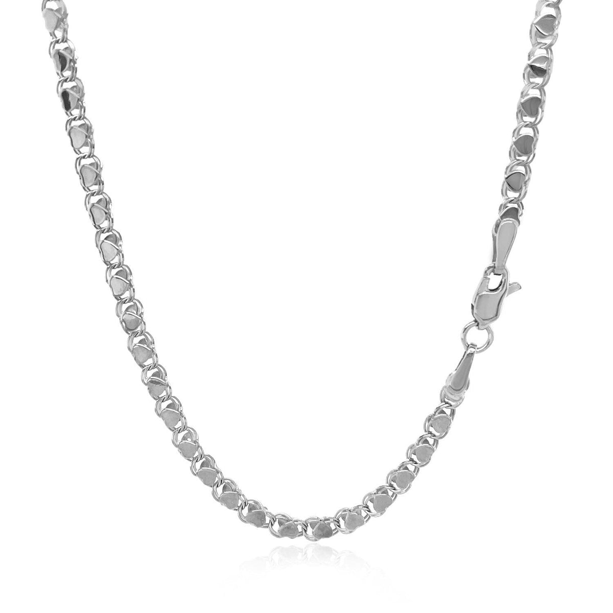 Cadena de corazón de oro blanco de 14k de 2.9mm