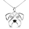.925 Sterling Silver Diamond Accent Pug Dog Pendant Necklace (I-J Color, I2-I3 Clarity) - 18