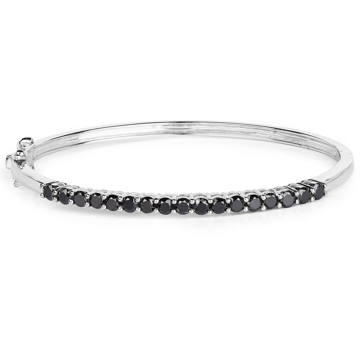 Brazalete de plata de ley .925 con diamante negro auténtico de 2.50 quilates