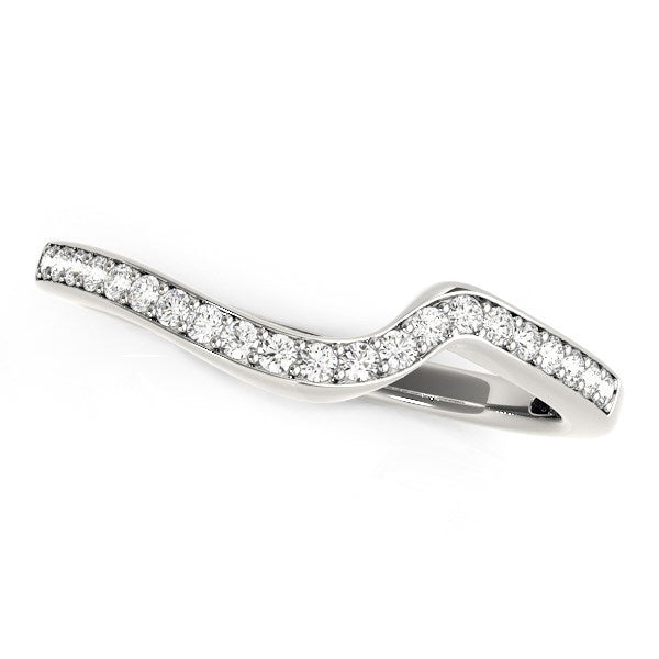 Anillo de boda moderno curvado de oro blanco de 14k (1/5 cttw)