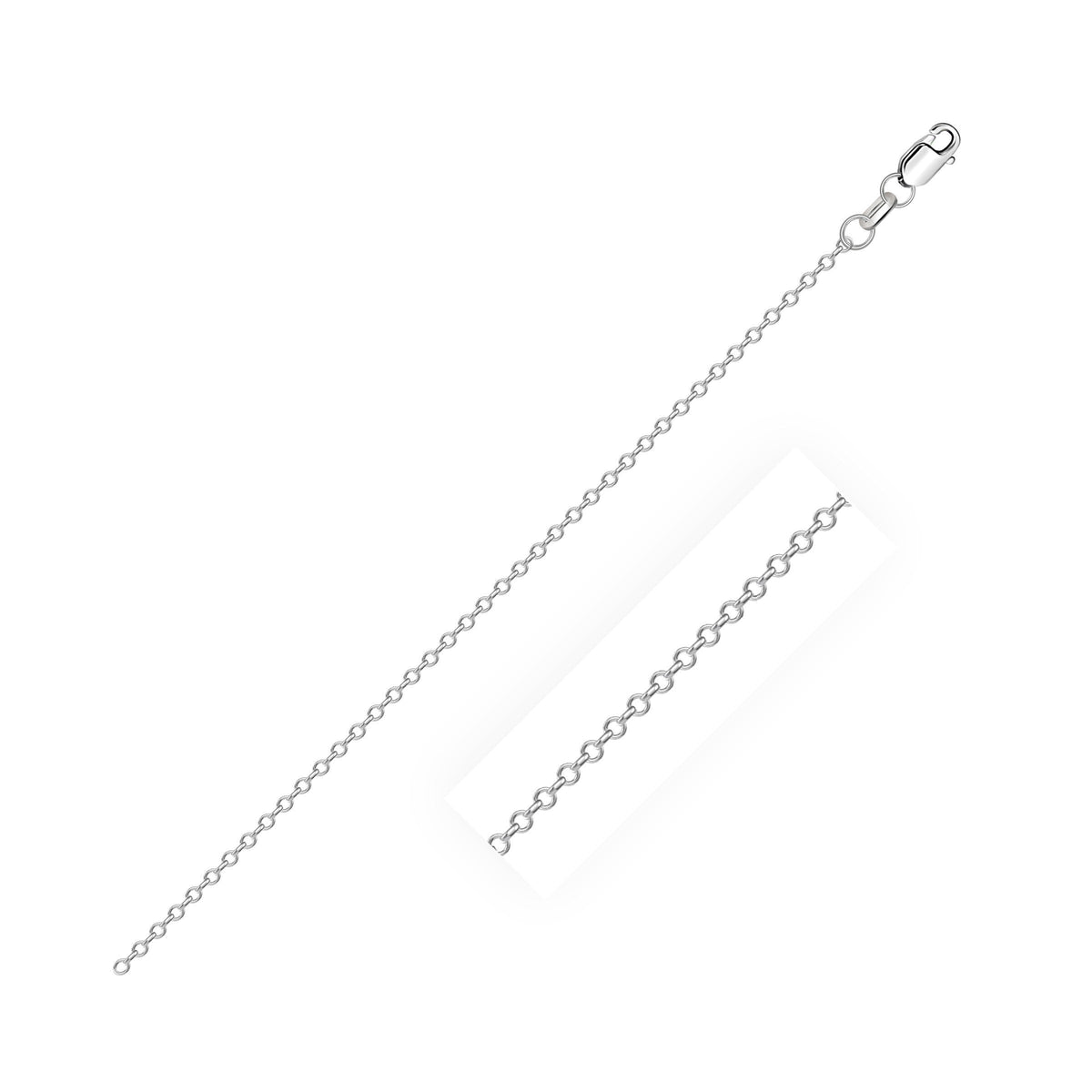 Cadena de eslabones de cable de oro blanco de 18k con corte de diamante (0,75 mm)