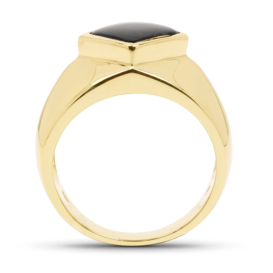 14K Yellow Gold Plated 2.00 Carat Genuine Black Onyx .925 Sterling Silver Ring