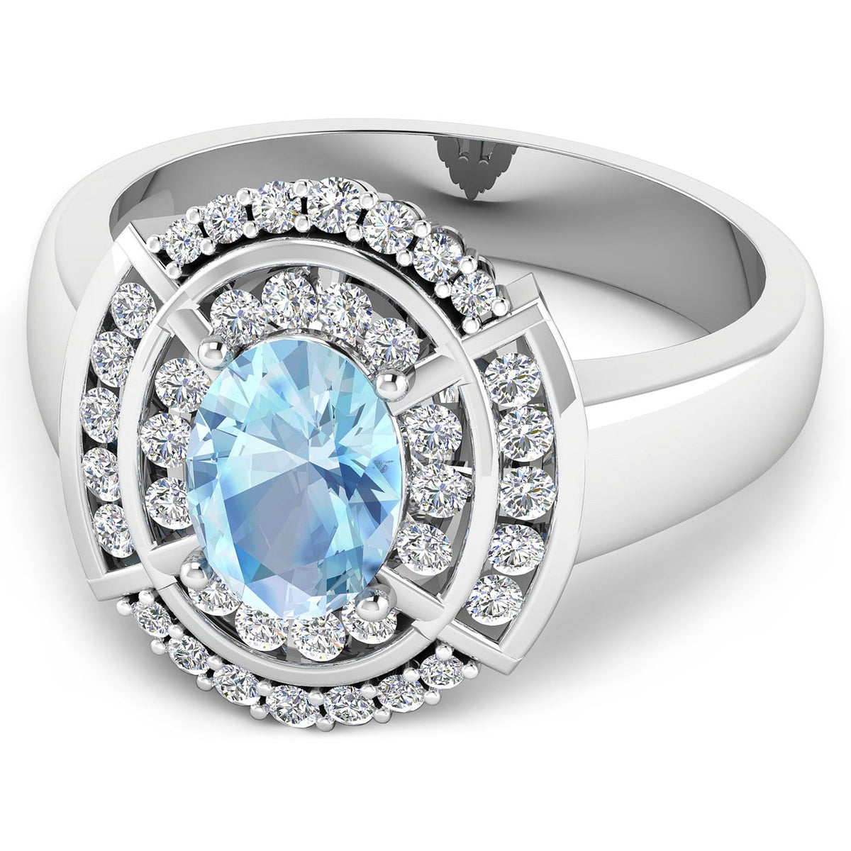 1.57 Carat Genuine Aquamarine and White Diamond 14K White Gold Ring - image 4 of 8