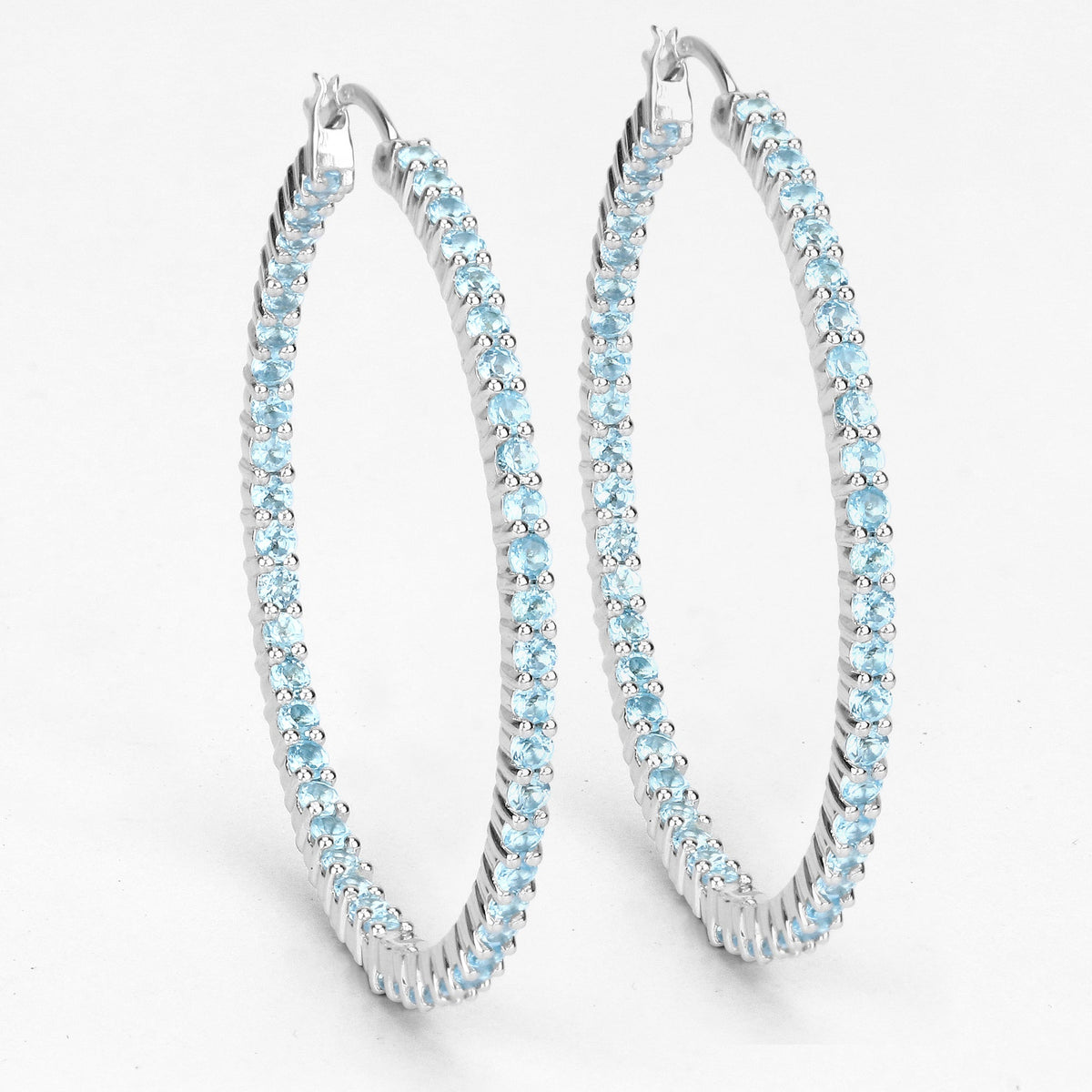 Pendientes de plata esterlina .925 con topacio azul suizo auténtico de 3,60 quilates
