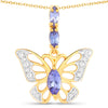 0.74 Carat Genuine Tanzanite and White Topaz .925 Sterling Silver Pendant