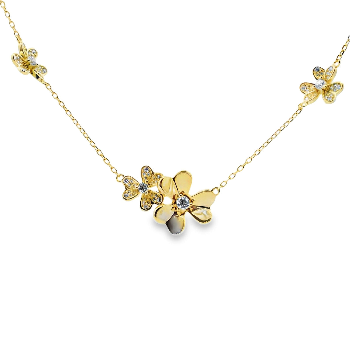 Colgante de flor de circonita cúbica auténtica de plata de ley