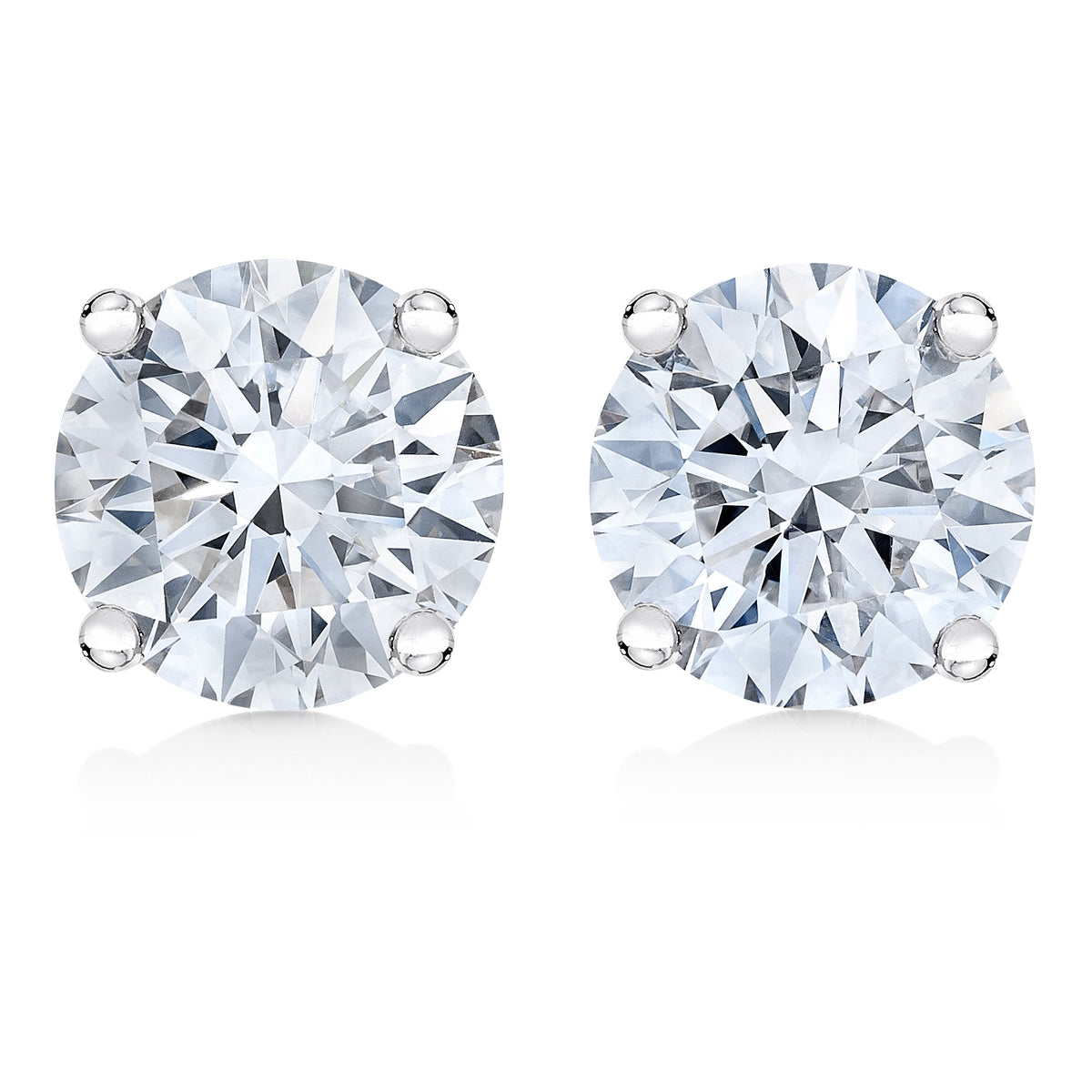 Aretes tipo stud de oro blanco de 14 quilates con certificación AGS, 1,0 Cttw, diamantes solitarios redondos brillantes con engaste de 4 puntas y cierre de presión (color H-I, claridad SI2-I1)
