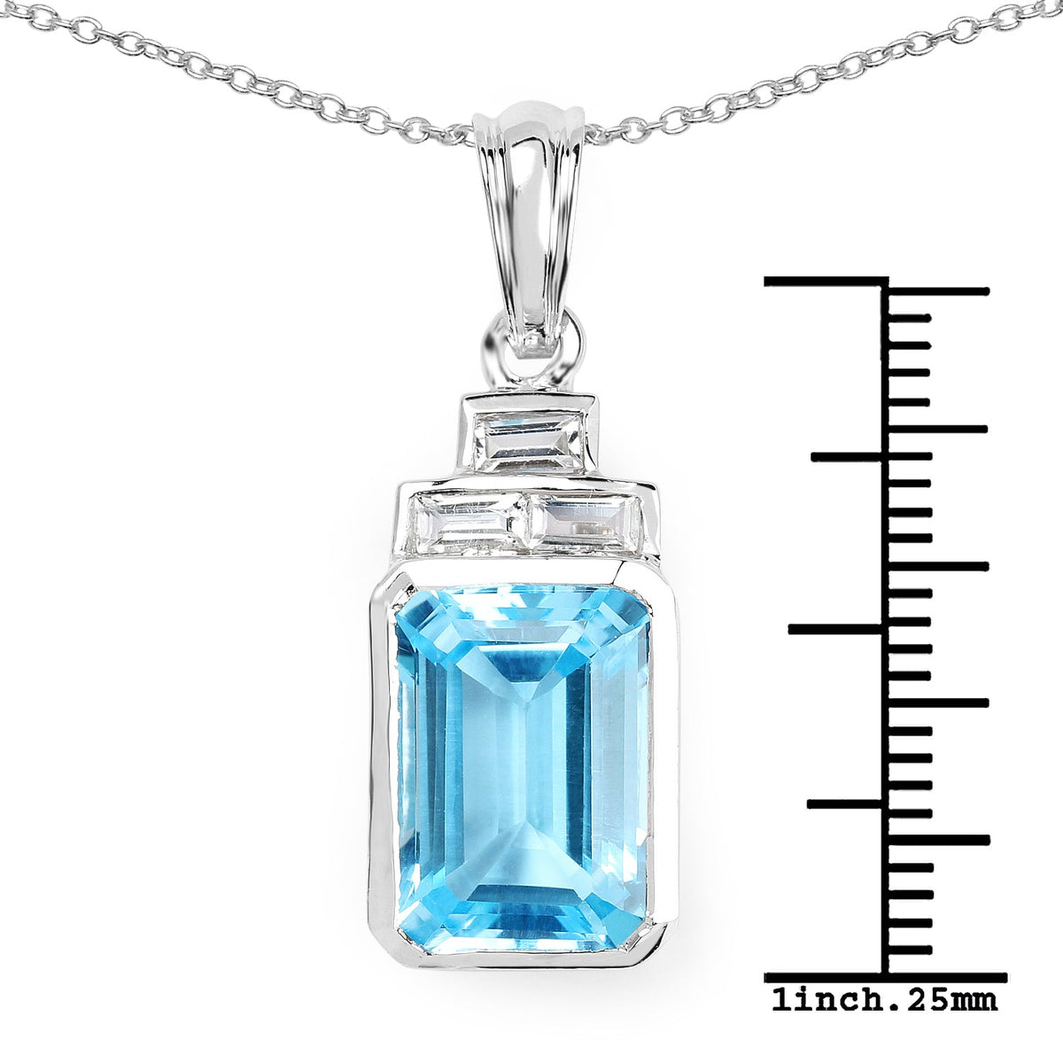 Colgante de plata de ley .925 con topacio azul suizo auténtico y topacio blanco de 9,99 quilates