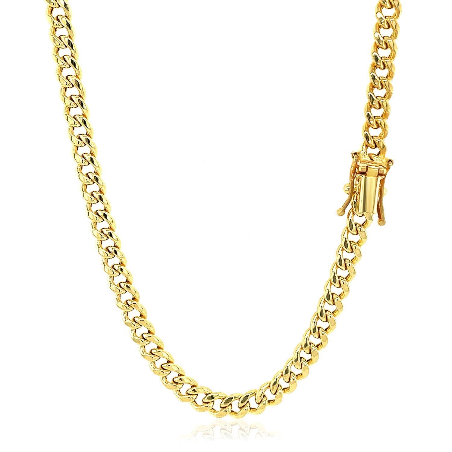 Cadena Cubana Miami Semisólida de Oro Amarillo de 10k (4.50 mm)