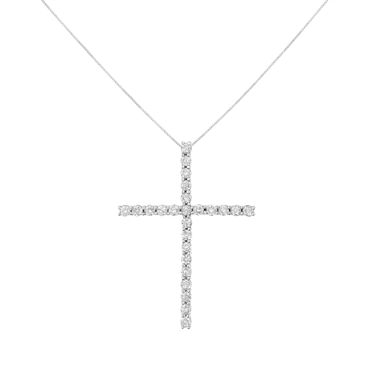 Collar con dije de cruz de diamantes de 2 1/2 cttw de plata esterlina .925 (H-I, I2-I3)
