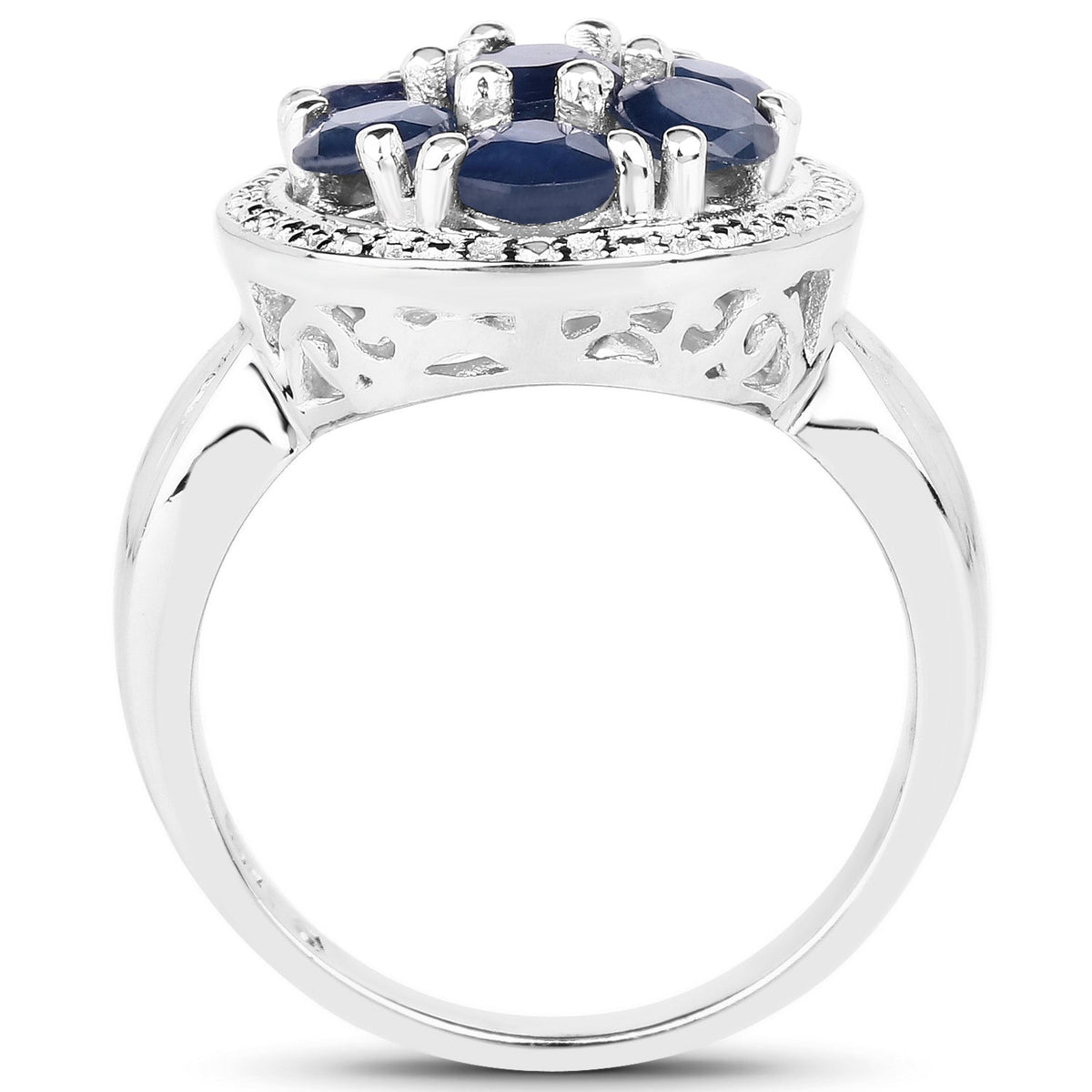 Anillo de plata esterlina .925 con zafiro azul genuino de 2.10 quilates