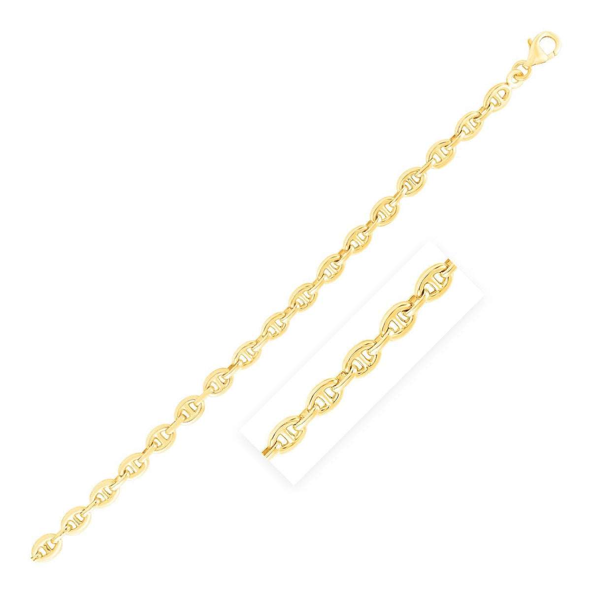Cadena de eslabones marineros de oro amarillo de 14k de alto brillo (5.4mm)