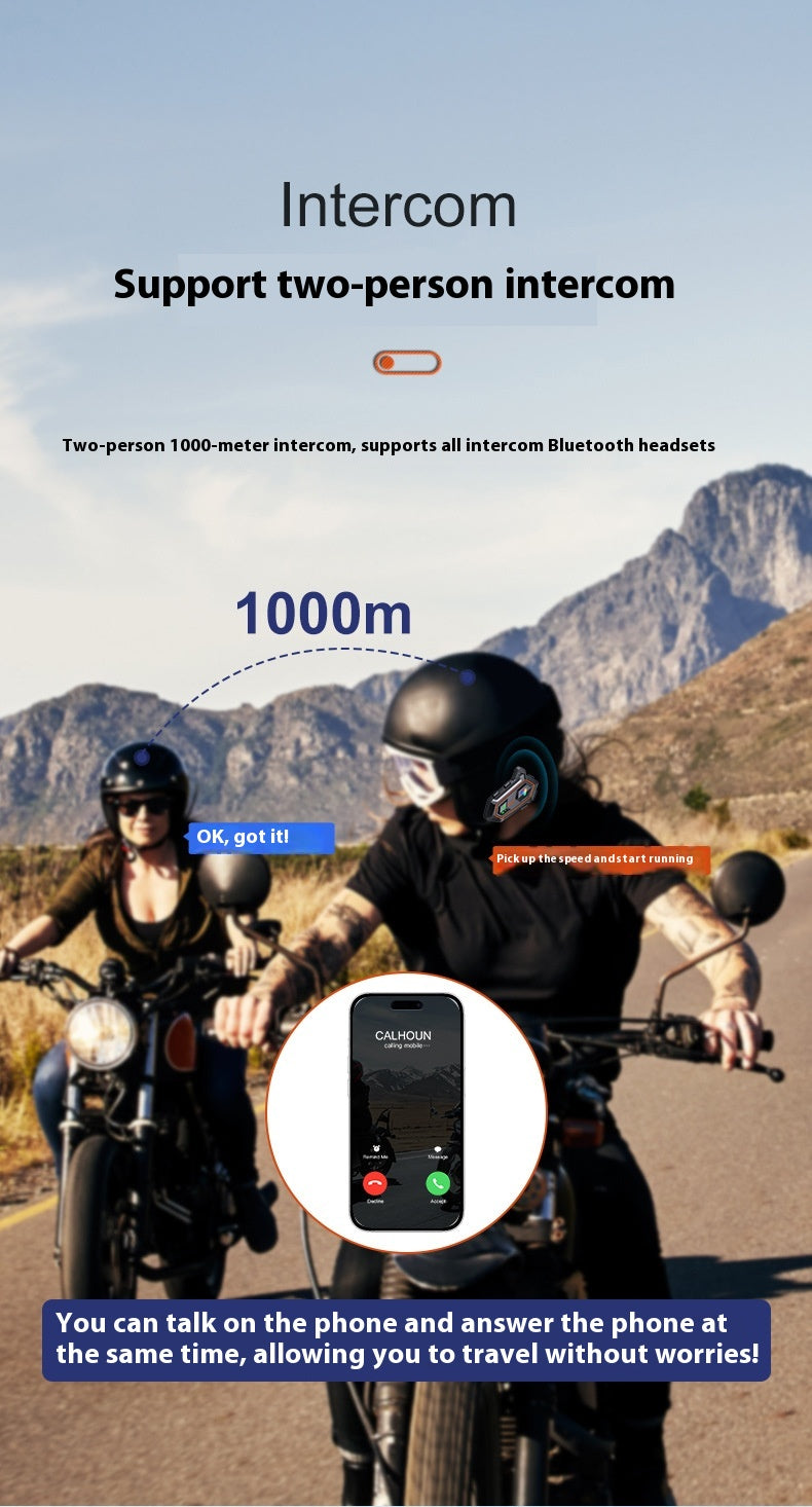 iTech V20 - Attachable Intercom for Helmets - Built-In Microphone - Bluetooth Music Player