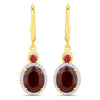 6.98 Carat Dyed Ruby and White Diamond .925 Sterling Silver Earrings