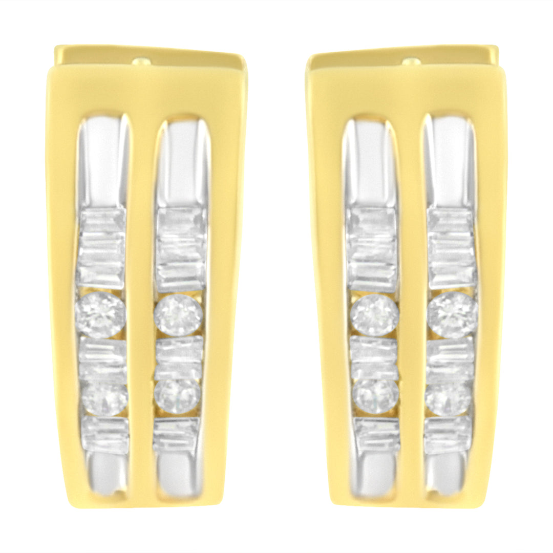 10K Yellow Gold 1/2 cttw Diamond Huggy Heart Hoop Earrings (I-J Clarity, I2-I3 Color)