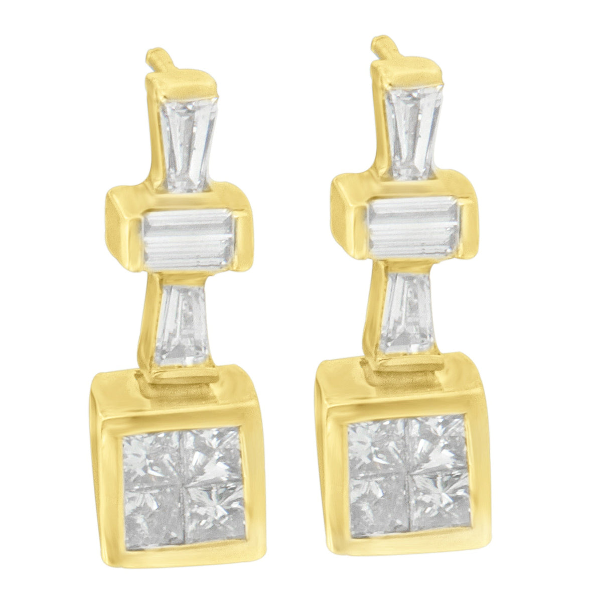 Pendientes de aro de oro amarillo de 14 quilates con diamantes de 1 1/3 quilates (G-H, VS1-VS2)