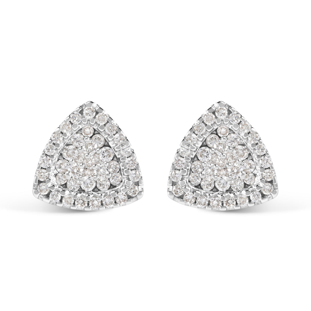 14K White Gold 1/2 cttw Trillion Shaped Diamond Stud Earrings (H-I Clarity, SI2-I1 Color)