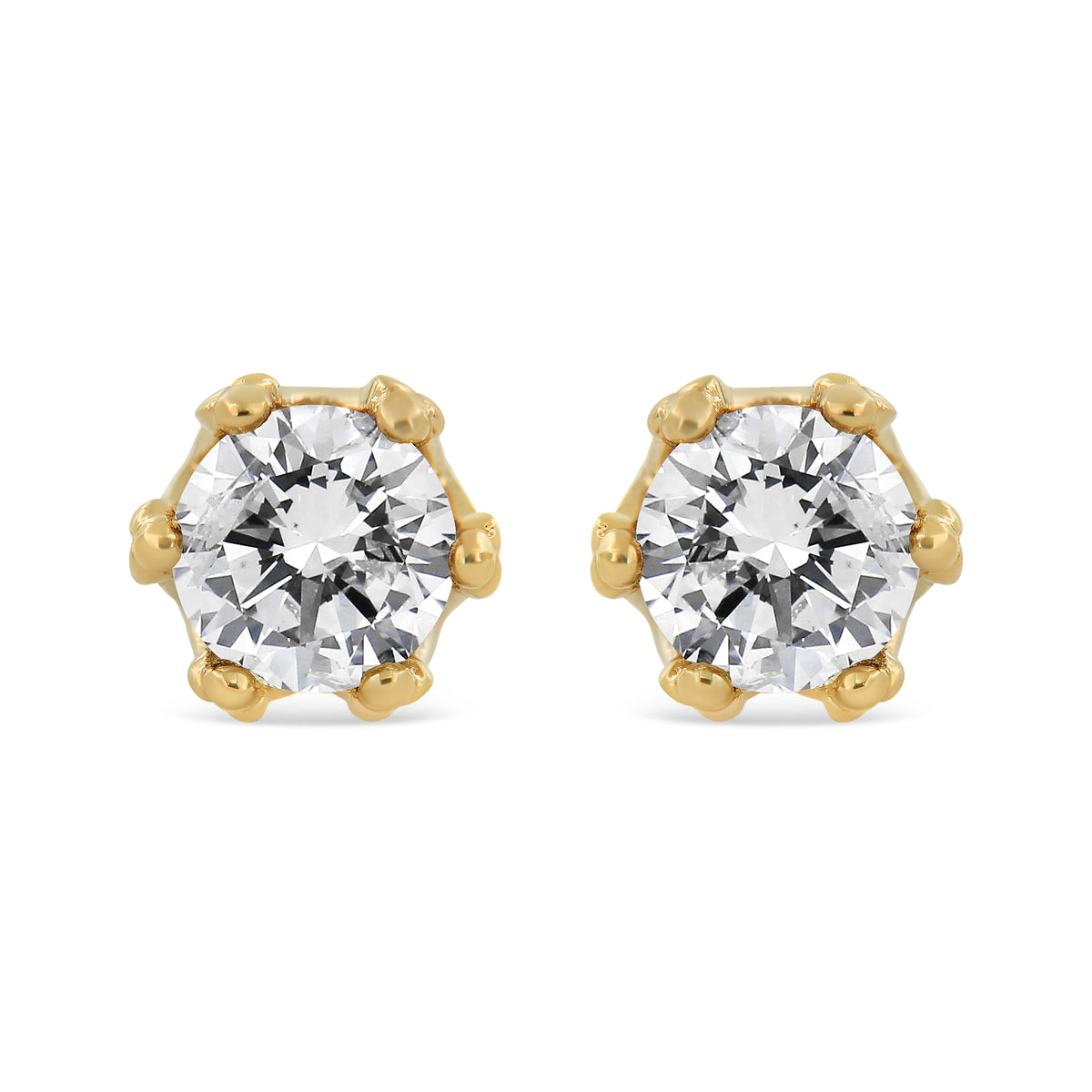 14K White Gold 1/2 Cttw Round Diamond Crown Stud Earring (I-J Color, I1-I2 Clarity)
