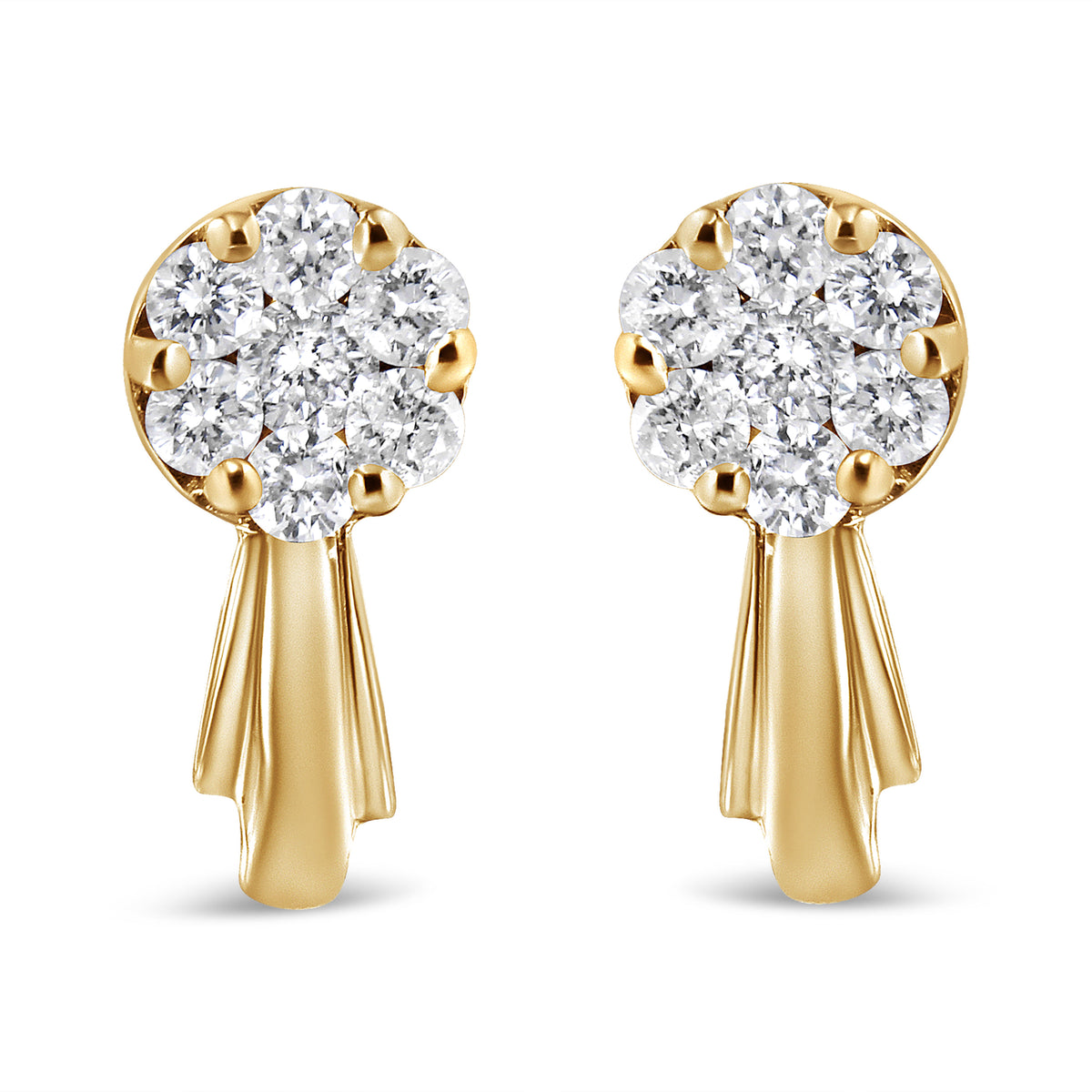 Pendientes con racimo floral de diamantes colgantes de oro blanco de 14K de 3/4 quilates (color H-I, claridad I1-I2)
