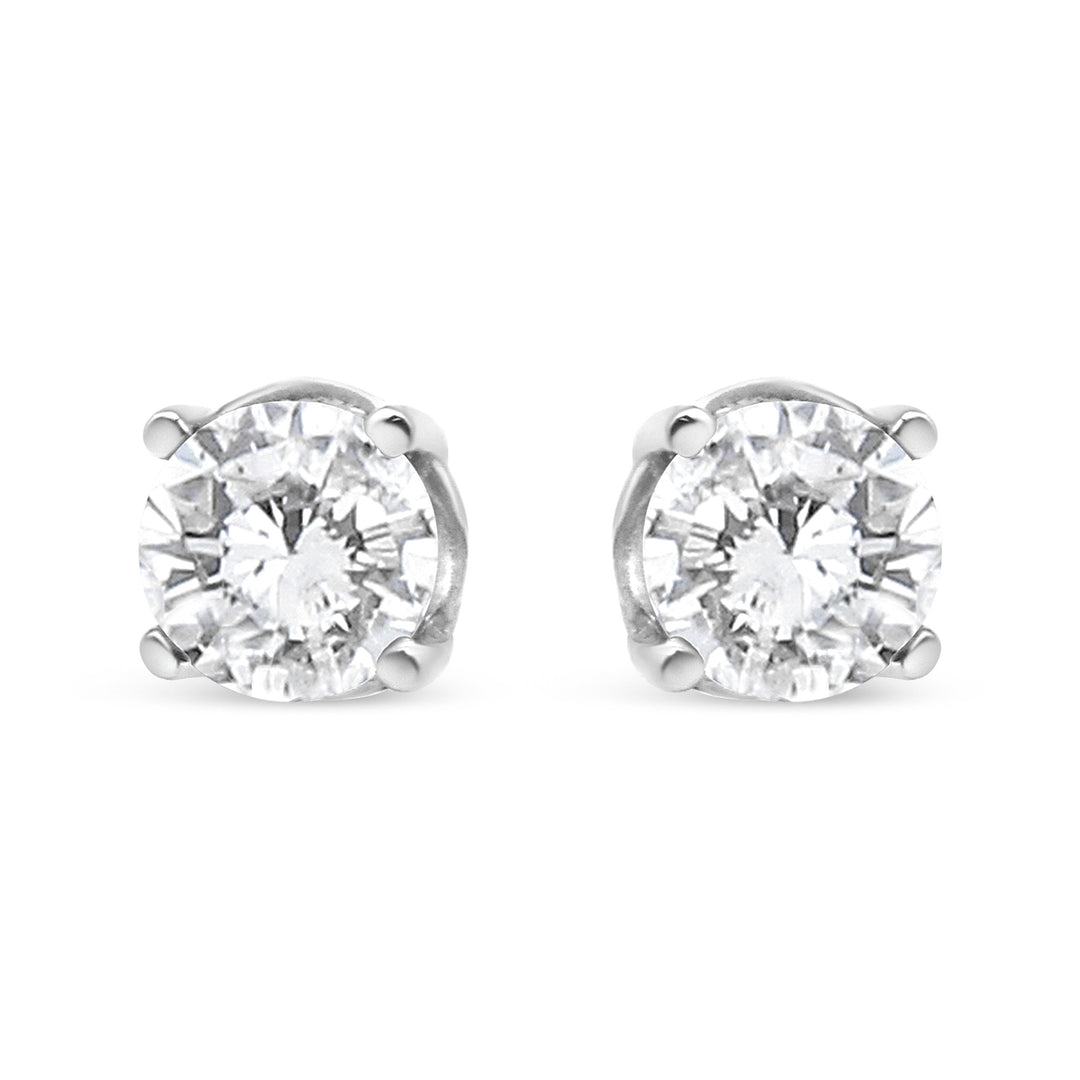 14K White Gold 3/4 Cttw Lab Grown Diamond 4-Prong Classic Stud Earrings (F-G Color, VS2-SI1 Clarity)