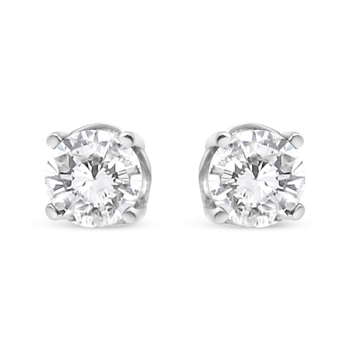 Pendientes clásicos de tuerca de oro blanco de 14K con diamante cultivado de 3/4 Cttw y 4 puntas (color F-G, claridad VS2-SI1)