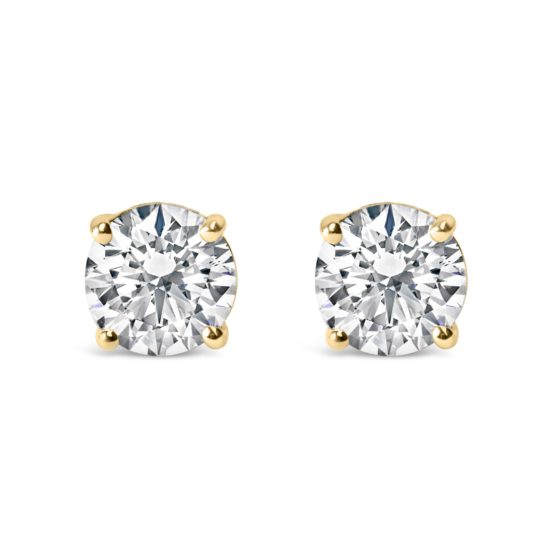 Pendientes de tuerca clásicos de oro blanco de 14 quilates, con 2.00 quilates de diamantes redondos de talla brillante cultivados en laboratorio, con 4 garras y cierre de rosca (color F-G, claridad VVS2-VS1)