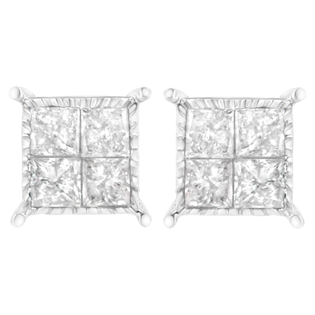 Sterling Silver 3/4 cttw Composite Diamond Stud Earrings (I-J, I2-I3)