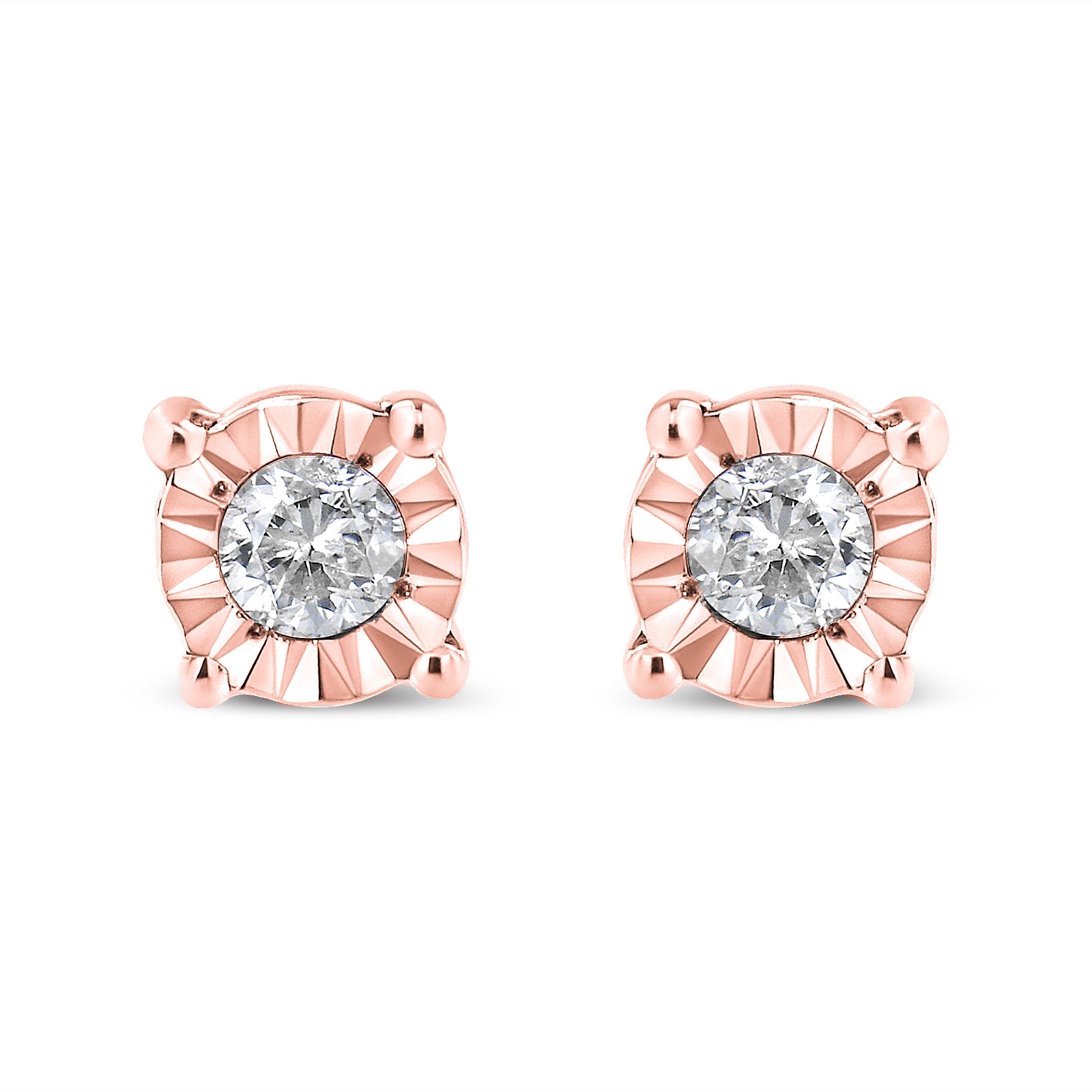10K Yellow Gold Plated .925 Sterling Silver 1/10 Cttw Round Brilliant-Cut Diamond Miracle-Set Stud Earrings (J-K Color, I3 Clarity)