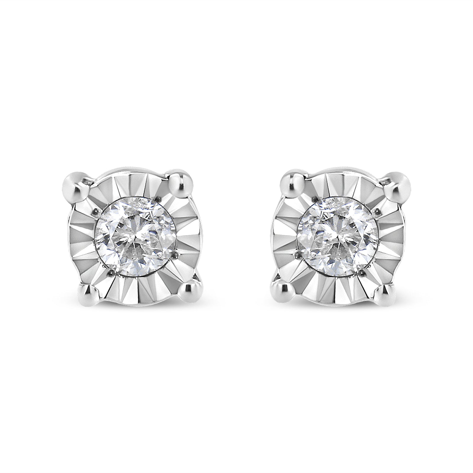 10K Yellow Gold Plated .925 Sterling Silver 1/10 Cttw Round Brilliant-Cut Diamond Miracle-Set Stud Earrings (J-K Color, I3 Clarity)