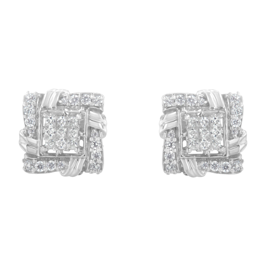 .925 Sterling Silver 1/2 Cttw Round-Cut Diamond Stud Earrings (I-J Color, I1-I2 Clarity)