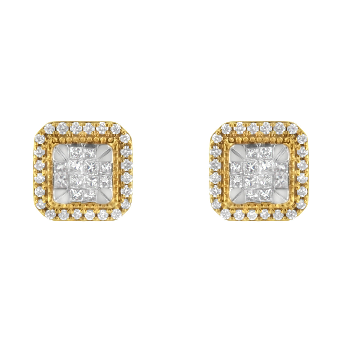 Pendientes de oro amarillo de 10 kt con diamante (1/2 quilate en total, color H-I, claridad SI2-I1)