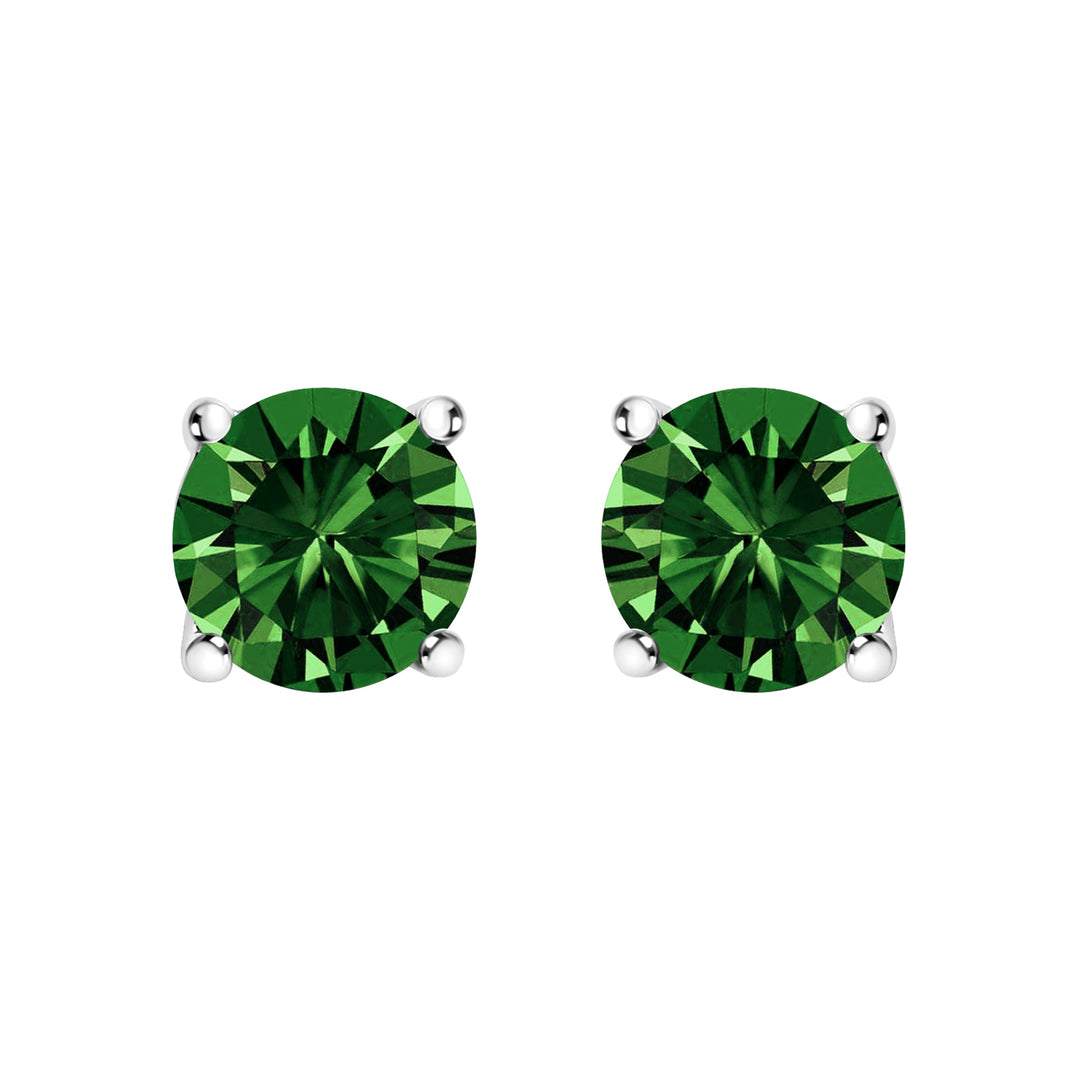14K White Gold 1.0 Cttw Lab Grown Green Diamond Classic Solitaire Stud Earrings