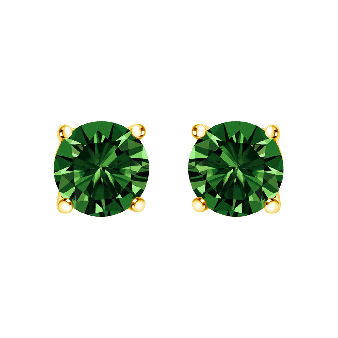 14K White Gold 1.0 Cttw Lab Grown Green Diamond Classic Solitaire Stud Earrings