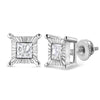 .925 Sterling Silver 1.0 Cttw Miracle Set Princess-cut Diamond Solitaire Stud Earrings (H-I Color, I2-I3 Clarity)