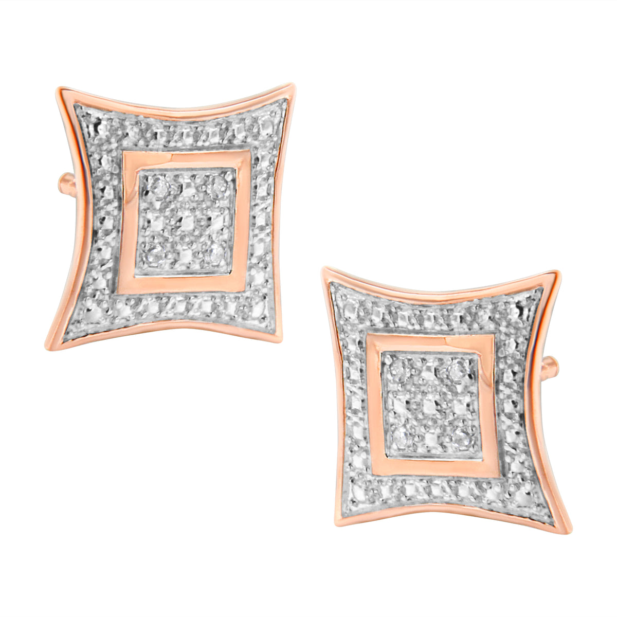 Pendientes con acento de diamante de plata de ley .925 con 4 piedras en forma de estrella de cuatro puntas con halo (Color H-I, Claridad I2-I3)