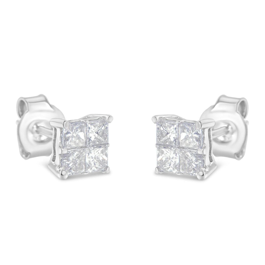 10K White Gold Diamond Stud Earrings (3/4 cttw, H-I Color, SI2-I1 Clarity)