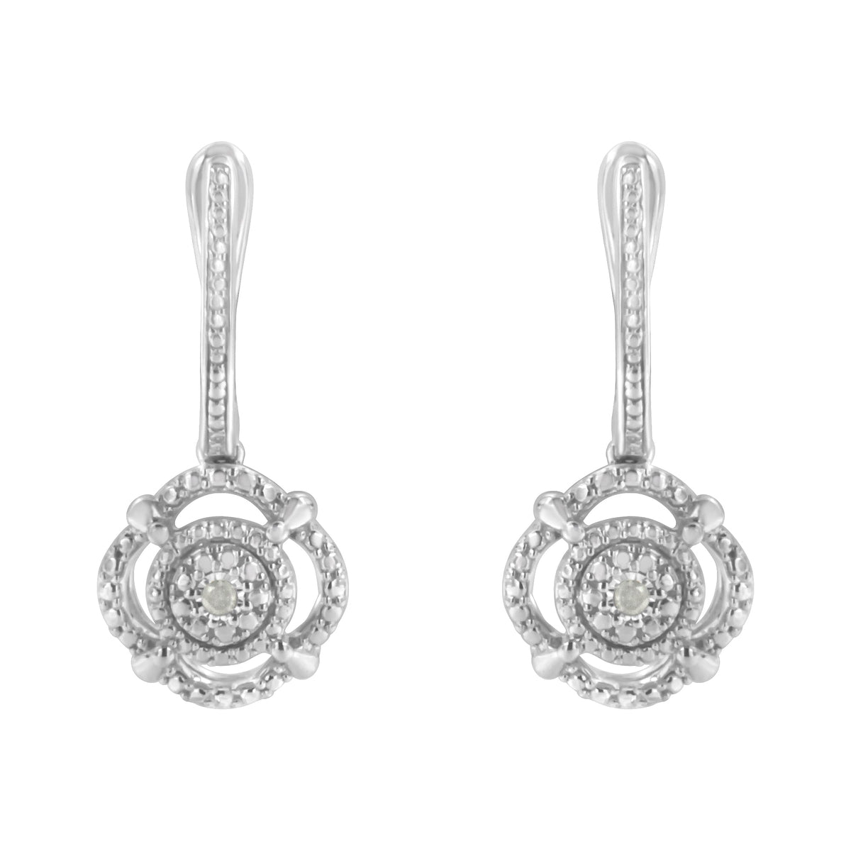 .925 Sterling Silver Miracle-Set Diamond Accent Drop and Dangle Earrings (I-J Color, I3 Clarity)
