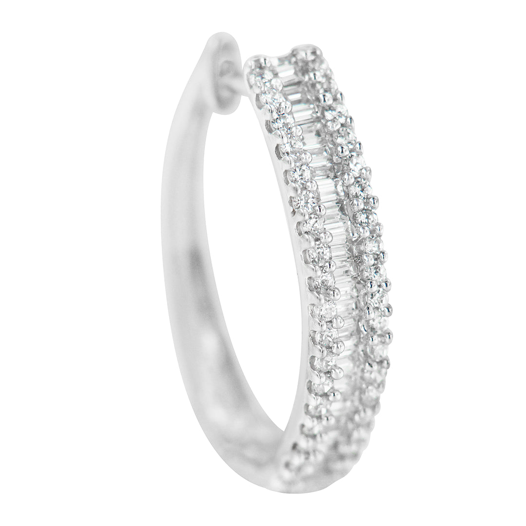 Pendientes de aro de oro blanco de 10K con diamantes (3/4 cttw, color I-J, claridad I2-I3)