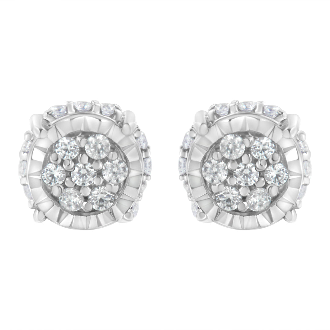 .925 Sterling Silver 1/3 cttw Round-cut Diamond Floral Stud Earring (I-J Clarity, I3 Color)