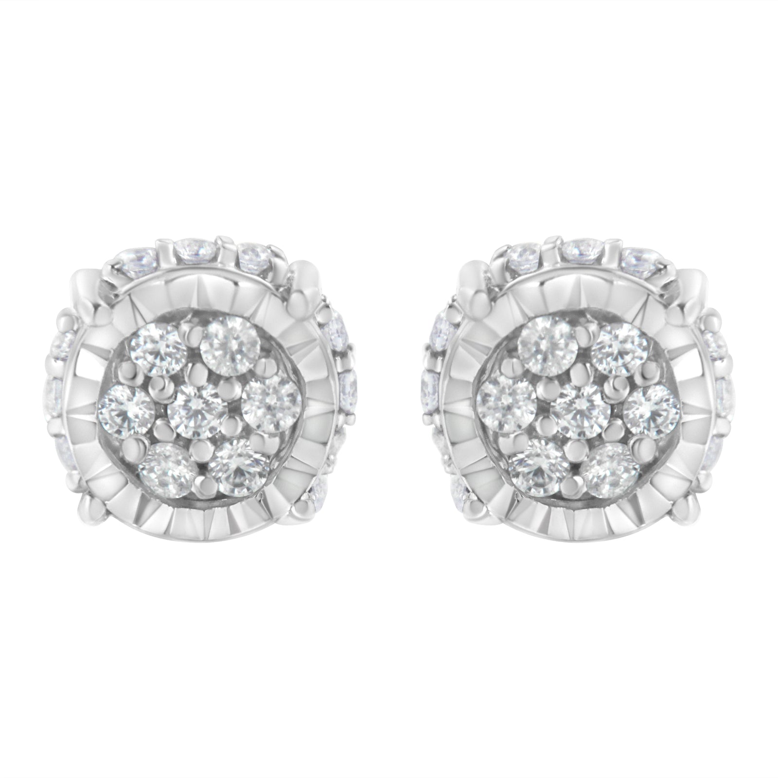 .925 Sterling Silver 1/3 cttw Round-cut Diamond Floral Stud Earring (I-J Clarity, I3 Color)