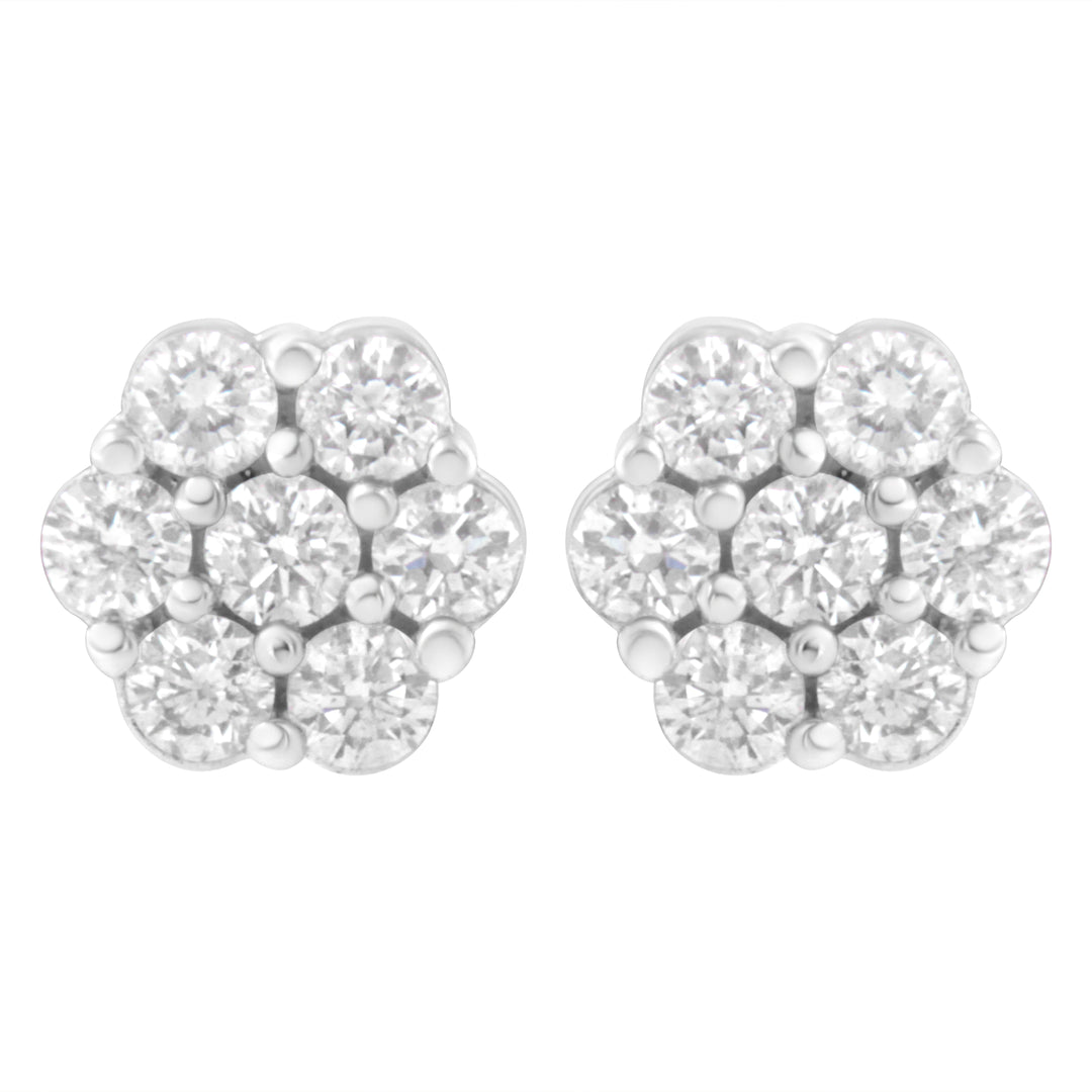 14KT White Gold 1 cttw Diamond Composite Stud Earrings (I-J, SI2-I1)