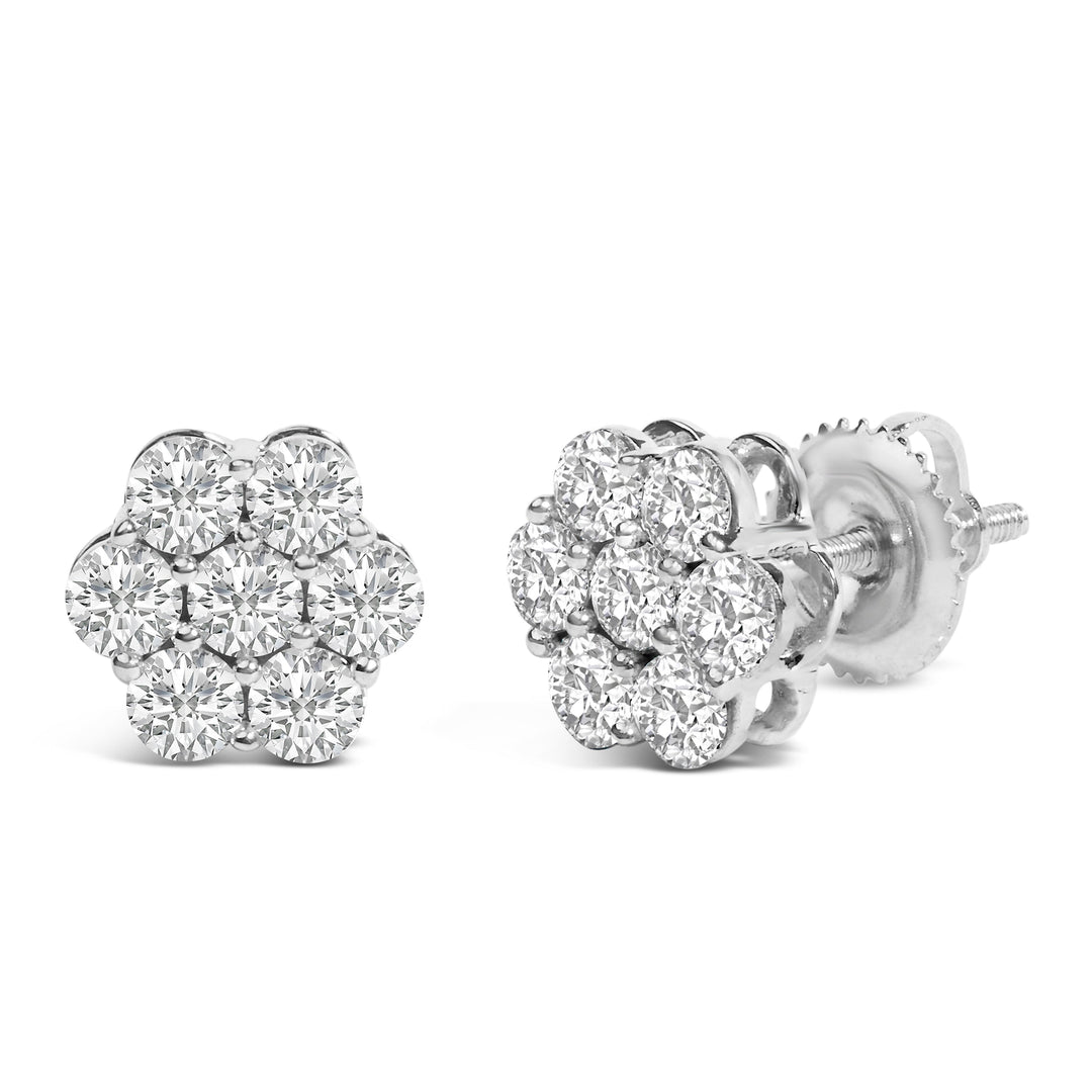 14KT White Gold 1 cttw Diamond Composite Stud Earrings (I-J, SI2-I1)