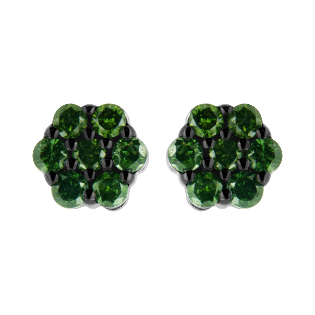 Pendientes de plata de ley 925 con diseño floral y diamantes amarillos tratados de 1/4 TCW (color amarillo, claridad I1-I2)