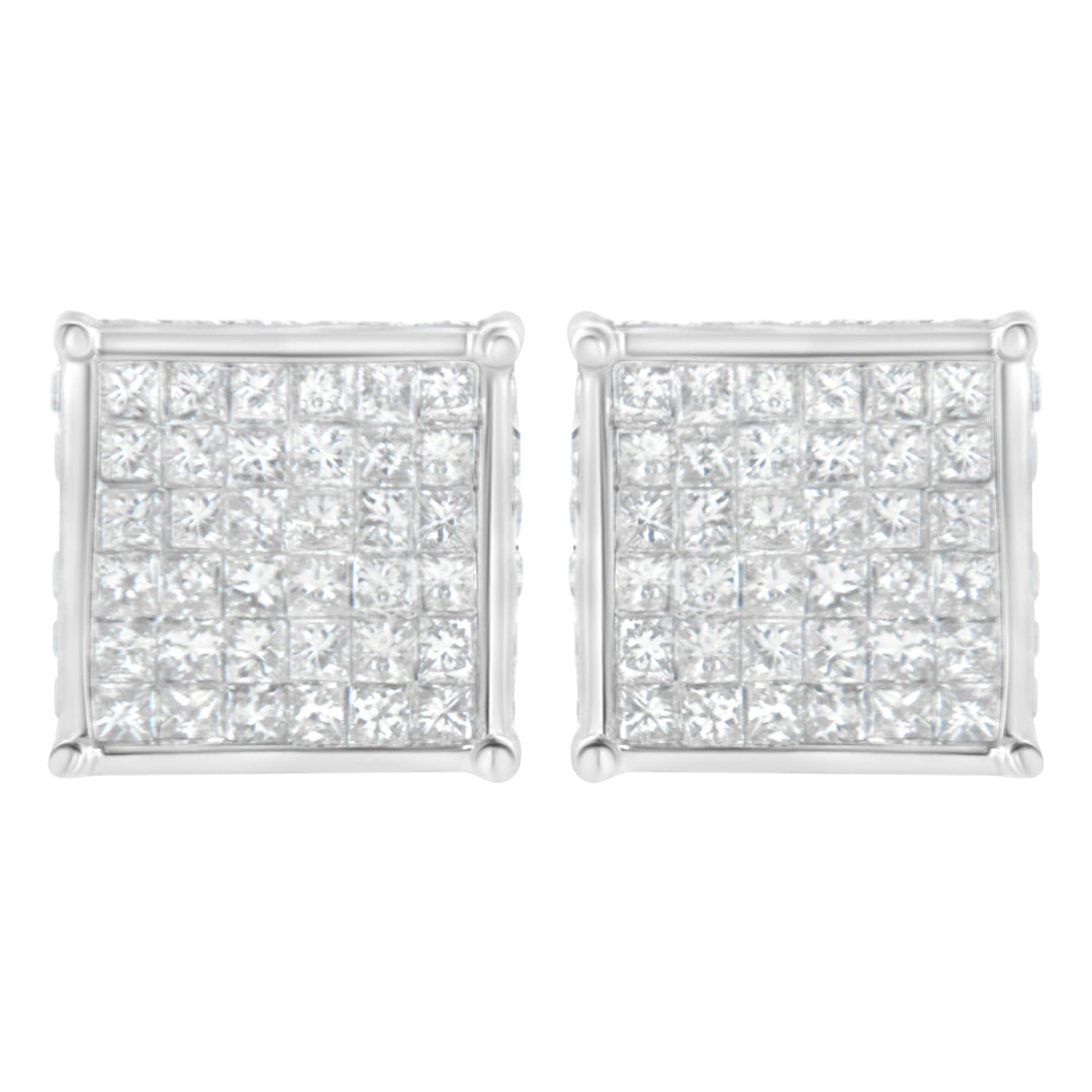 10K White Gold 2ct TDW Princess-Cut Composite Diamond Stud Earring (I-J ,I2-I3)