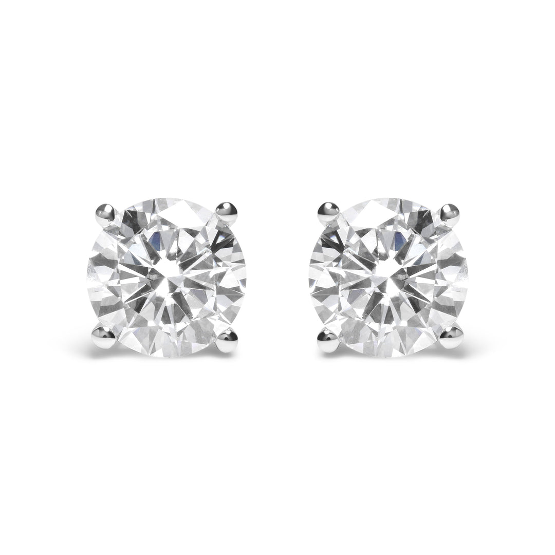 IGI Certified 14K White Gold 5.00 Cttw Round Brilliant-Cut Lab Grown Diamond Classic 4-Prong Stud Earrings with Screw Backs (F-G Color, SI1 Clarity)