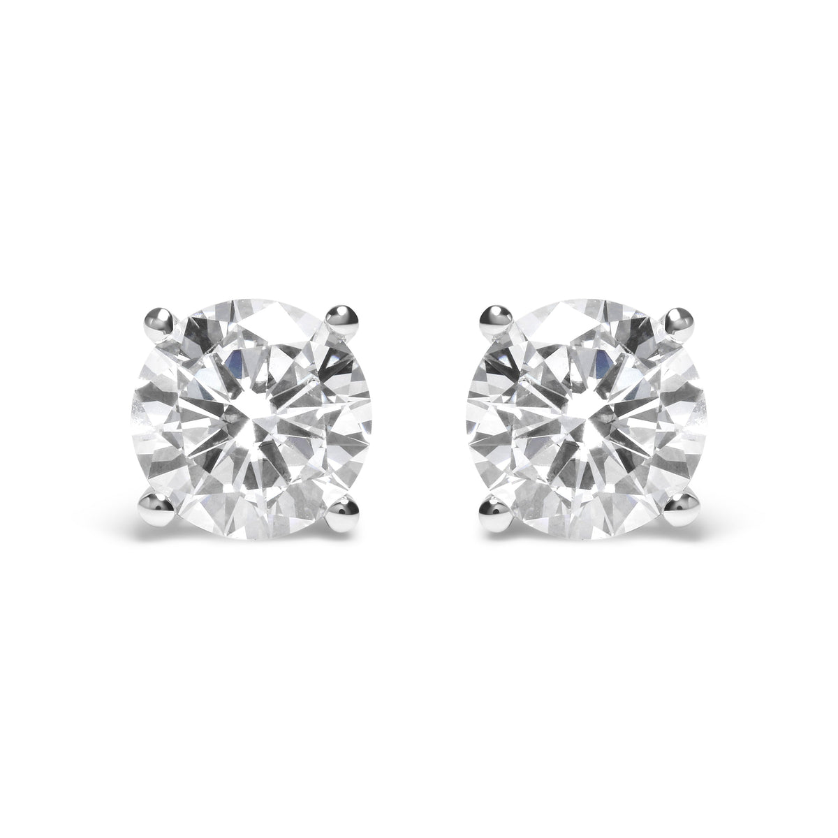 Pendientes IGI Certified de Oro Blanco de 14K, 5.00 Cttw, con Diamante Cultivado de Talla Brillante Redonda, Diseño Clásico de 4 Garras y Cierres de Rosca (Color F-G, Claridad SI1)