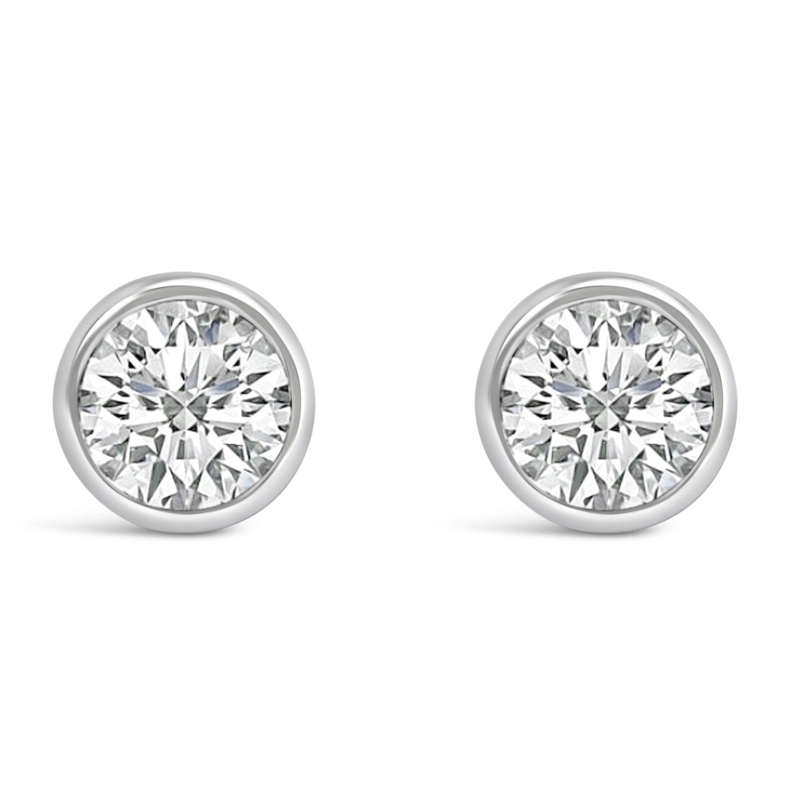 14K White Gold 1.0 Cttw Lab Grown Diamond Screw-Back Classic Bezel Solitaire Stud Earrings (G-H Color, VS2-SI1 Clarity)