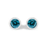 14K White Gold 1.0 Cttw Bezel Set Lab Grown Blue Diamond Solitaire Stud Earrings